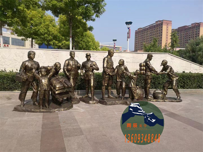 民和广场军民一家亲玻璃钢雕塑